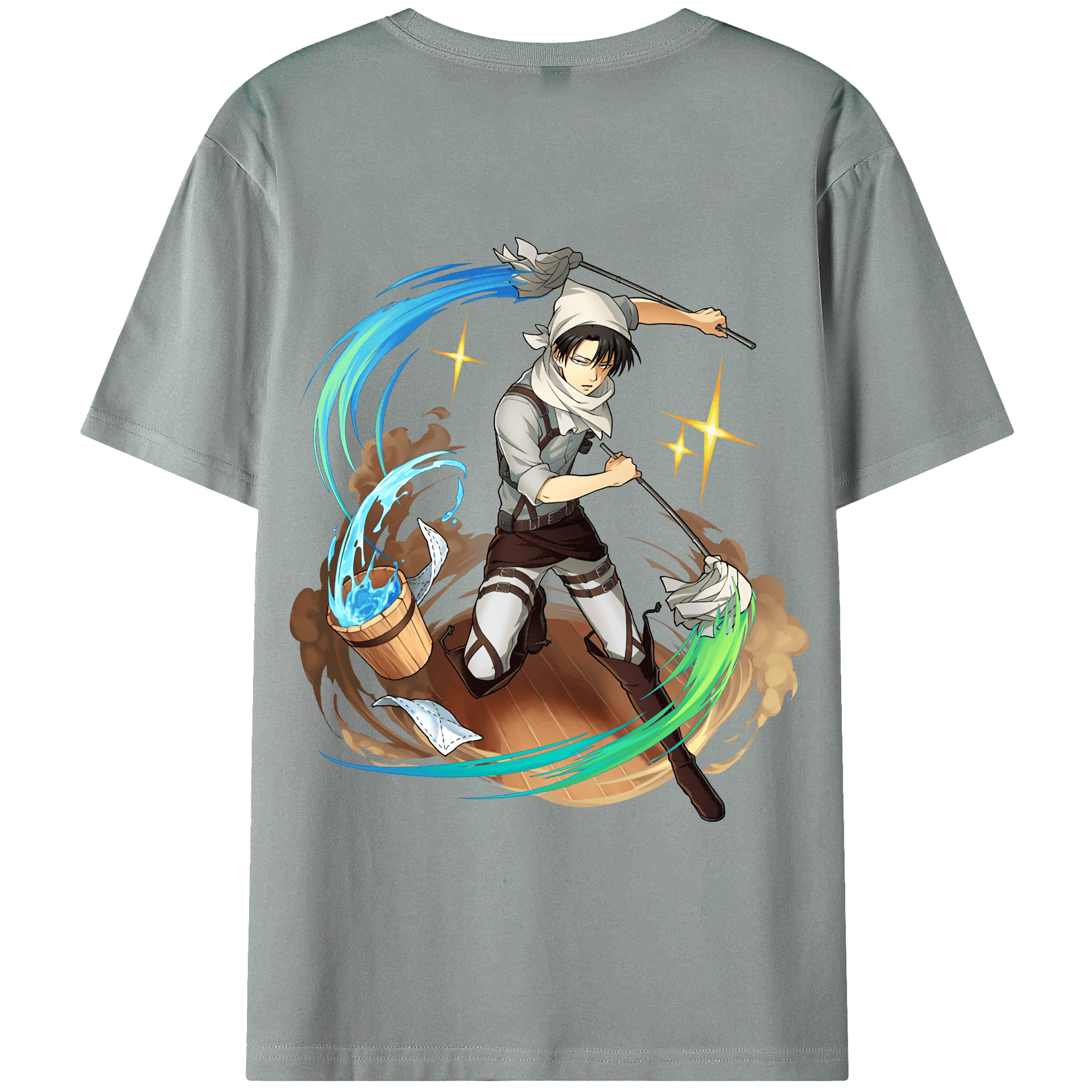 （画像用） 進撃の巨人 リヴァイ·アッカーマン Attack on Titan Levi Ackerman 綿100％ メンズ半袖Tシャツ（バックプリント） 通気性